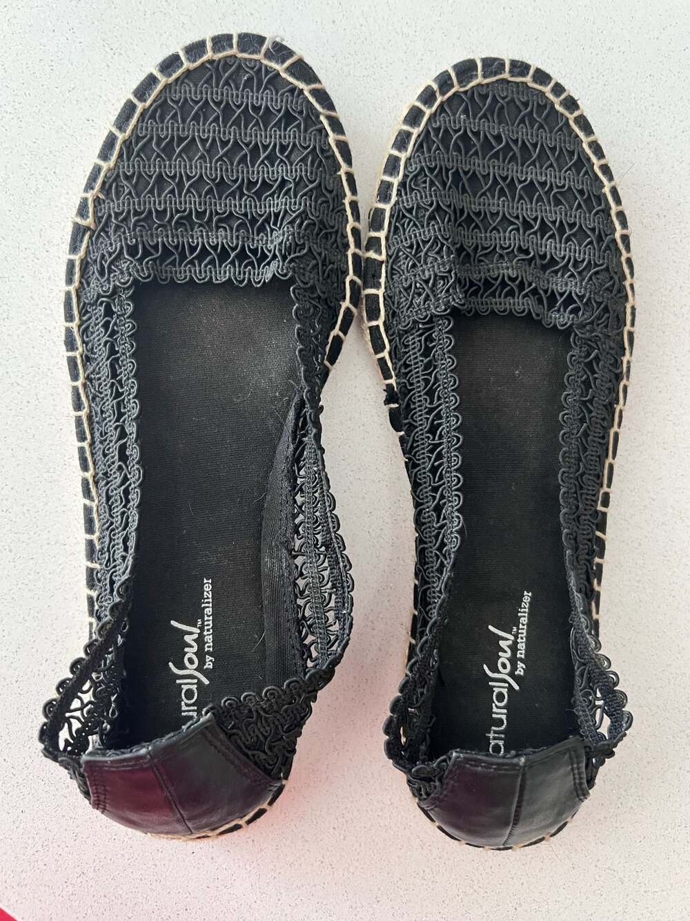 Natural Soul by Naturalizer Black Woven Crochet Espadrille Ballet Flats